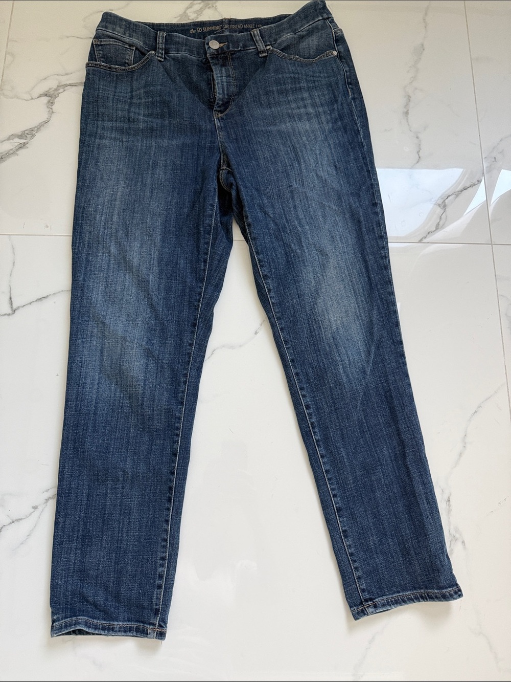 Chico's So Slimming Girlfriend Ankle Jeans Medium Wash Stretch Denim US 8